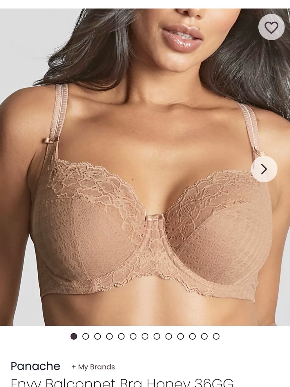 Panache Envy Balconnet Bra in Honey NWT 36GG